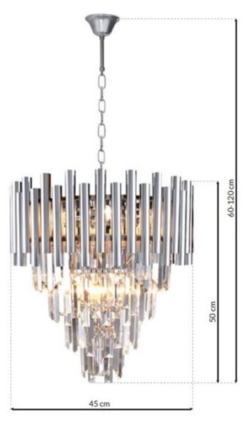 Lampadario di cristallo a sospensione con catena MADISON 9xE14/40W/230V cromo