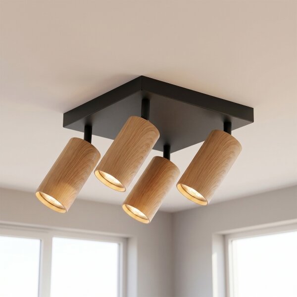 Brilagi - Faretto SELE SQUARE 4xGU10/30W/230V nero/rovere