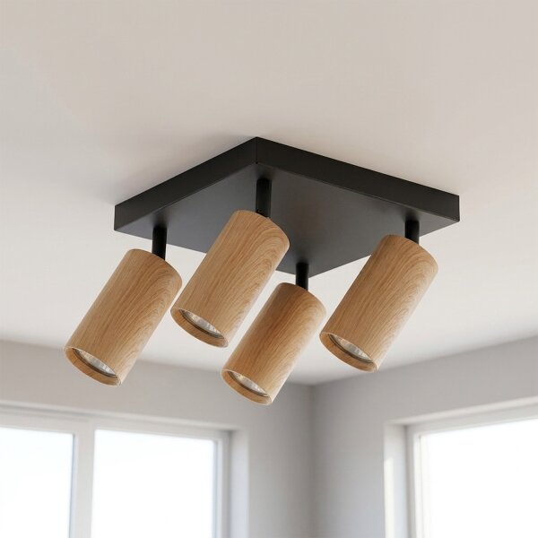 Brilagi - Faretto SELE SQUARE 4xGU10/30W/230V nero/rovere