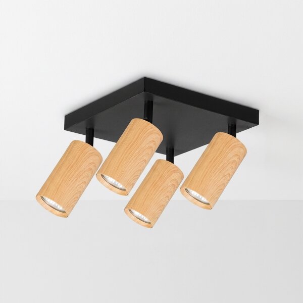 Brilagi - Faretto SELE SQUARE 4xGU10/30W/230V nero/rovere