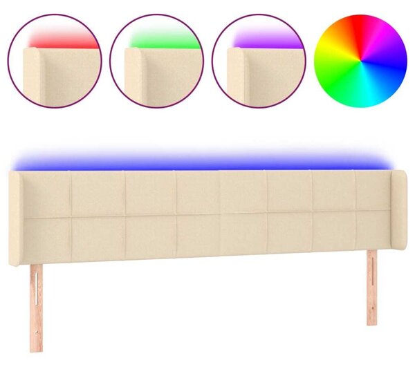 Testiera a LED Crema 203x16x78/88 cm in Tessuto
