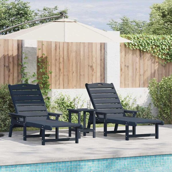 Lettino da sole 2 pcs Navy 195,5 x 53 x 98,5 cm Polietilene
