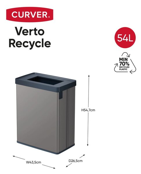 Cestino per la spazzatura grigio in plastica riciclata 54 l Verto Recycle - Curver