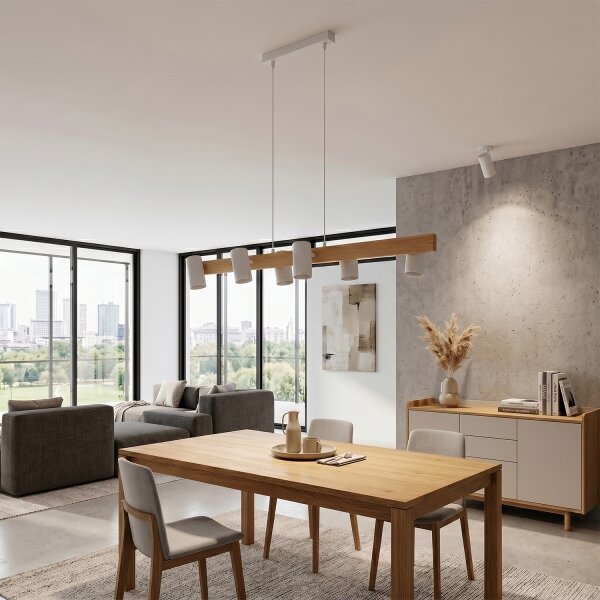 Brilagi - Lampadario su cavo SELE 6xGU10/30W/230V bianco/decor rovere