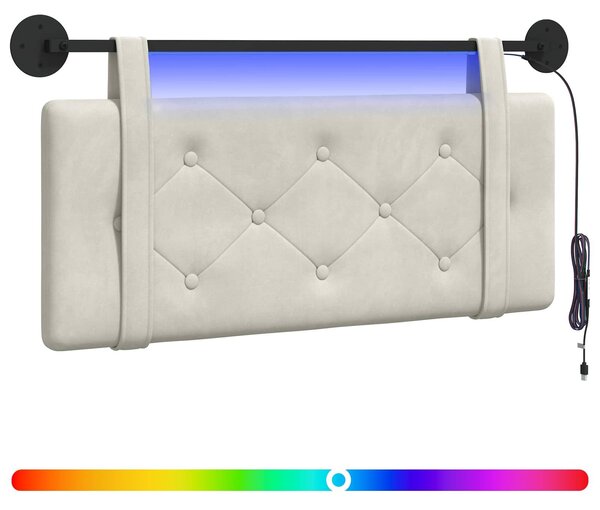 Testiera sospesa Con luce LED Crema Velluto
