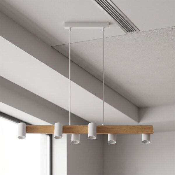 Brilagi - Lampadario su cavo SELE 6xGU10/30W/230V bianco/decor rovere