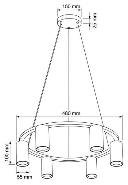 Brilagi - Lampadario sospeso con cavo SELE 6xGU10/30W/230V nero