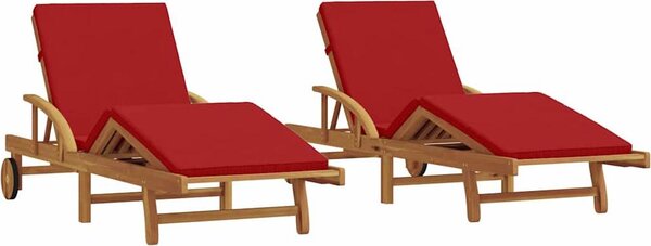 Lettino da sole 2 pcs Rosso 200 x 67 x 84 cm