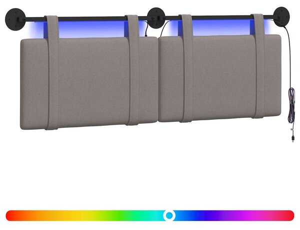 Testiera sospesa Con luce LED Tortora Tessuto