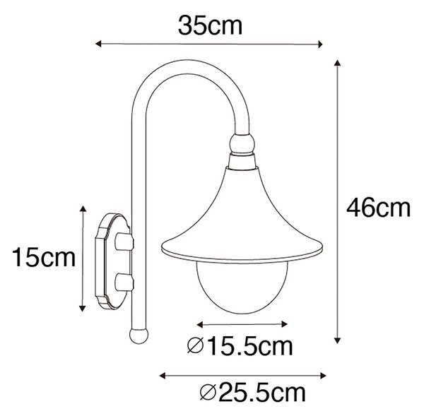 Lampada da parete per esterni intelligente oro antico IP44 incl. Wifi A60 - Daphne