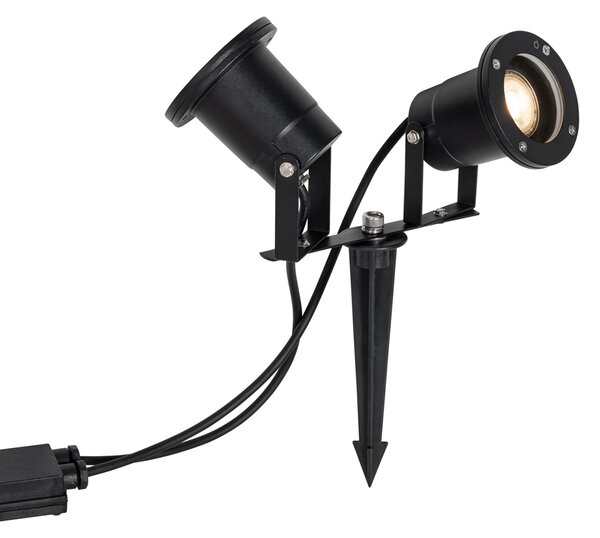 Faretto da giardino moderno nero con cavo e spina 150cm 2 luci IP65 - Basic