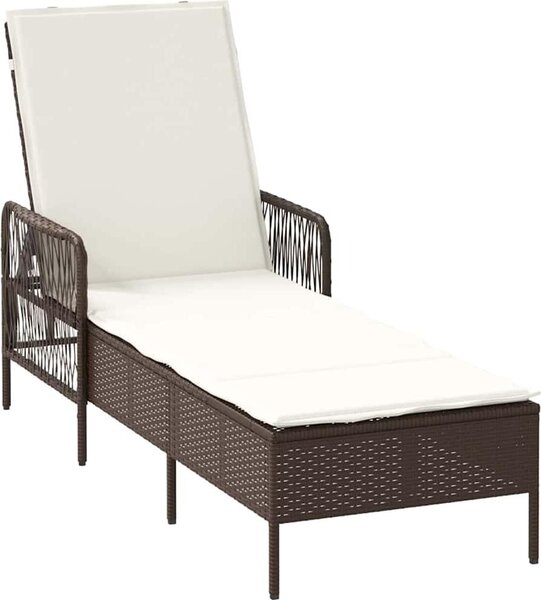 Lettino da sole Marrone e Bianco Crema 55 x 200 x 92 cm