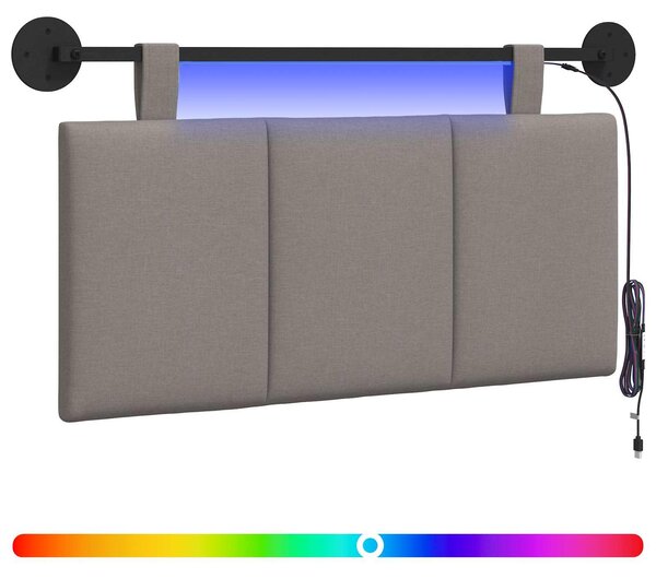 Testiera sospesa Con luce LED Tortora Tessuto