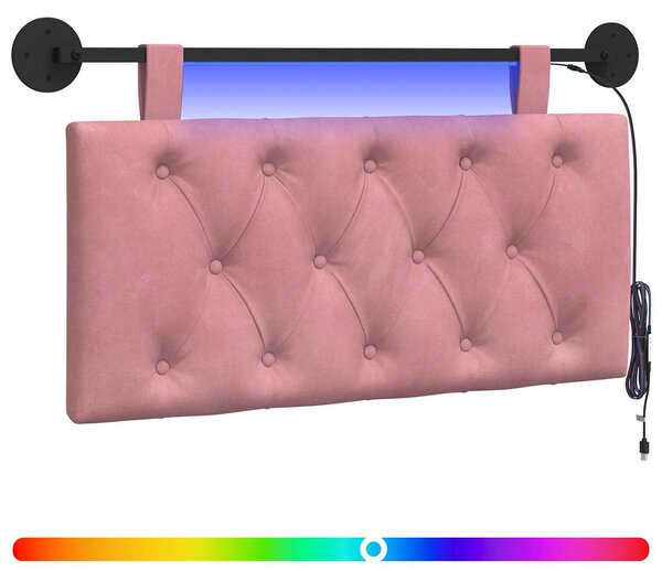 Testiera sospesa Con luce LED Rosa Velluto
