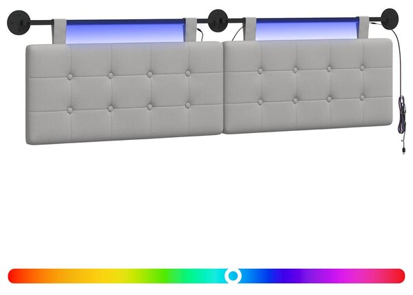 Testiera sospesa Con luce LED Grigio Nuvola Tessuto