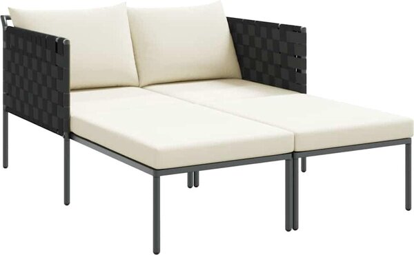 Lettino da Sole con cuscino Antracite 153 x 115 x 69.5 cm