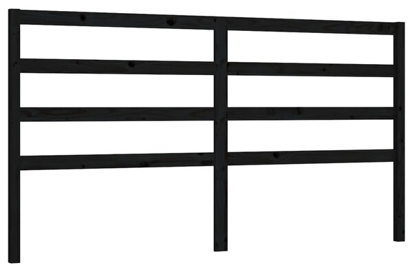Testiera per Letto Nera 206x4x100 cm in Legno Massello di Pino