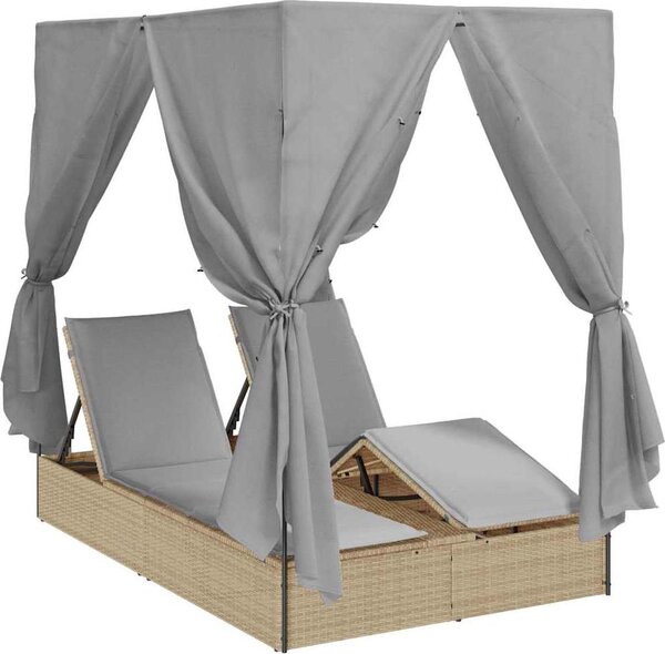 Lettino da sole doppio Grigio 205 x 129 x 200 cm polyrattan