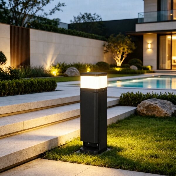 BRILAGI - Lampada da esterno con 2 prese SCHUKO PILLAR 1xG9/11W/230V IP44 nera