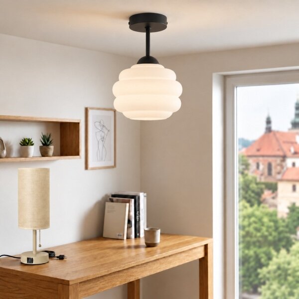 BRILAGI - Plafoniera LED RETRO GLASS 1xE27/60W/230V diametro 20 cm nero/bianco