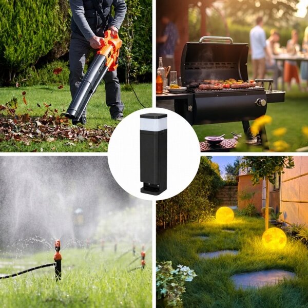 BRILAGI - Lampada da esterno con 2 prese SCHUKO PILLAR 1xG9/11W/230V IP44 nera