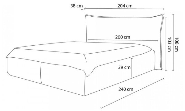 Letto matrimoniale imbottito giallo con contenitore con griglia 180x200 cm Jade - Bobochic Paris