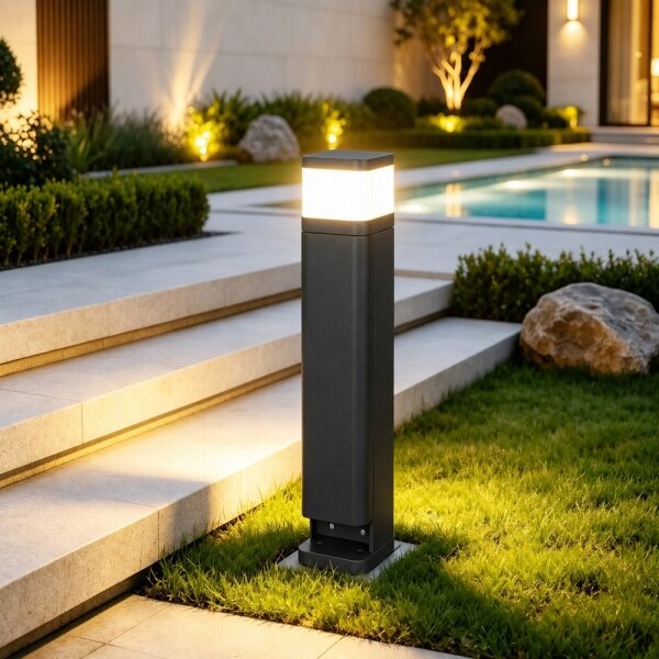 BRILAGI - Lampada da esterno con 2 prese SCHUKO PILLAR 1xG9/11W/230V IP44 nera