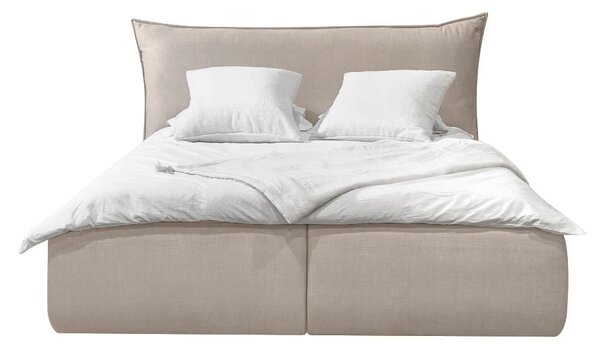 Letto matrimoniale imbottito beige con contenitore con griglia 160x200 cm Jade - Bobochic Paris
