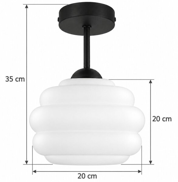 BRILAGI - Plafoniera LED RETRO GLASS 1xE27/60W/230V diametro 20 cm nero/bianco
