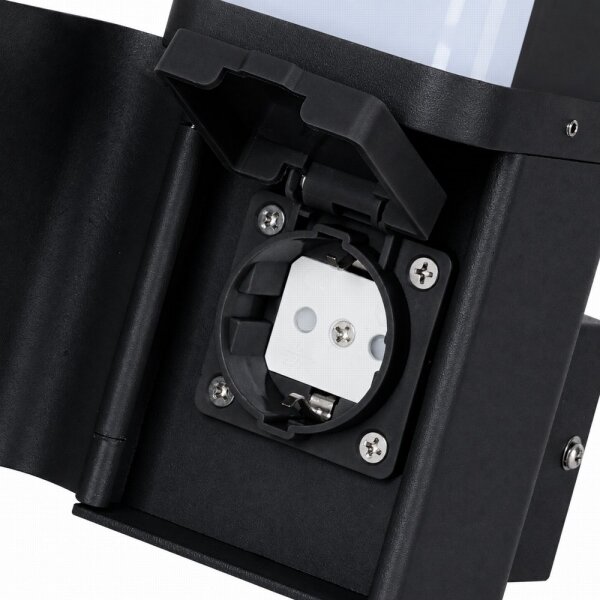 BRILAGI - Lampada da parete per esterni con presa SCHUKO PILLAR 1xG9/11W/230V IP44 nera