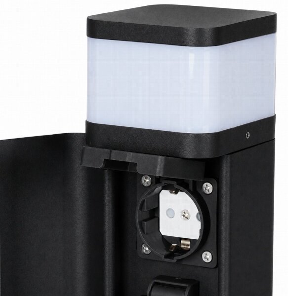 BRILAGI - Lampada da esterno con 2 prese SCHUKO PILLAR 1xG9/11W/230V IP44 nera