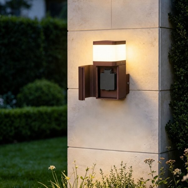 BRILAGI - Lampada da parete per esterni con presa SCHUKO PILLAR 1xG9/11W/230V IP44 marrone