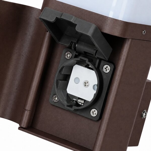 BRILAGI - Lampada da parete per esterni con presa SCHUKO PILLAR 1xG9/11W/230V IP44 marrone