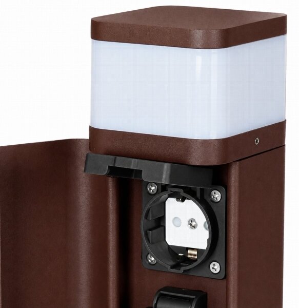 BRILAGI - Lampada da esterno con 2 prese SCHUKO PILLAR 1xG9/11W/230V IP44 marrone