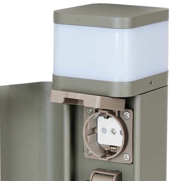 BRILAGI - Lampada da esterno con 2 prese SCHUKO PILLAR 1xG9/11W/230V IP44 grigia