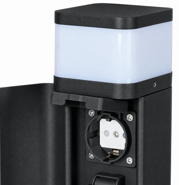 BRILAGI - Lampada da esterno con 2 prese SCHUKO PILLAR 1xG9/11W/230V IP44 nera
