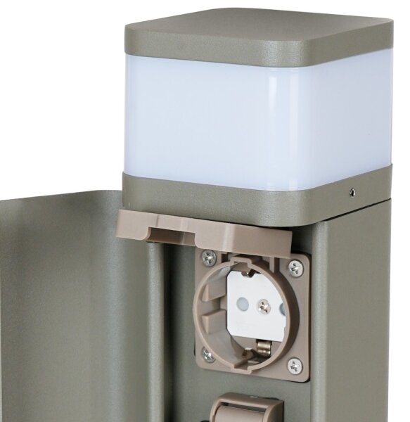 BRILAGI - Lampada da esterno con 2 prese SCHUKO PILLAR 1xG9/11W/230V IP44 grigia