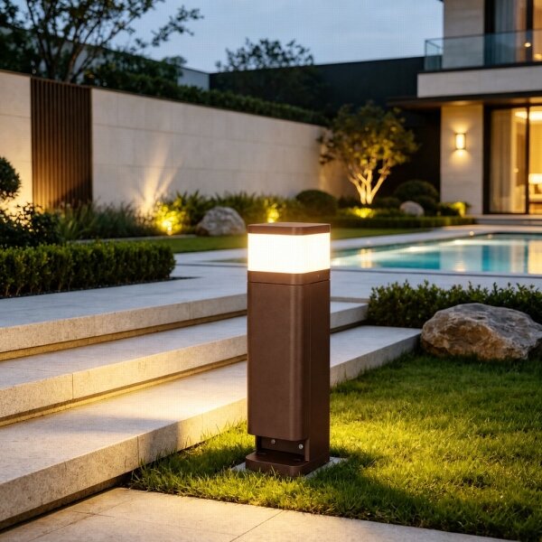 BRILAGI - Lampada da esterno con 2 prese SCHUKO PILLAR 1xG9/11W/230V IP44 marrone