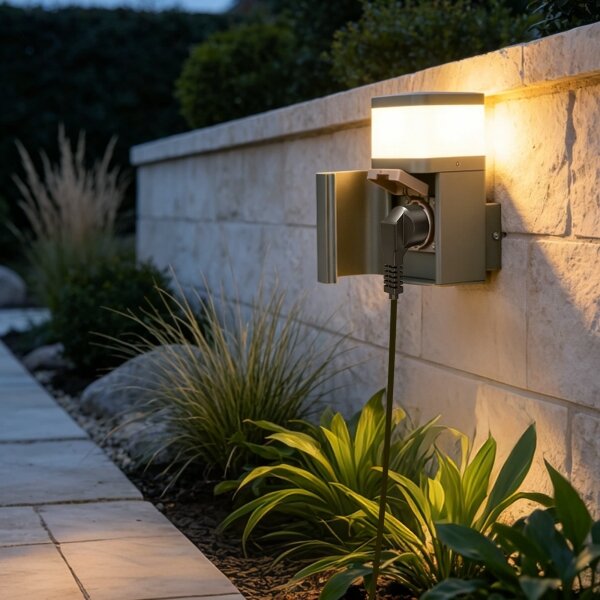 BRILAGI - Lampada da parete esterna con presa SCHUKO PILLAR 1xG9/11W/230V IP44 grigia
