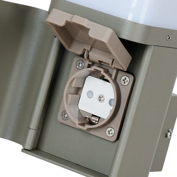 BRILAGI - Lampada da parete esterna con presa SCHUKO PILLAR 1xG9/11W/230V IP44 grigia