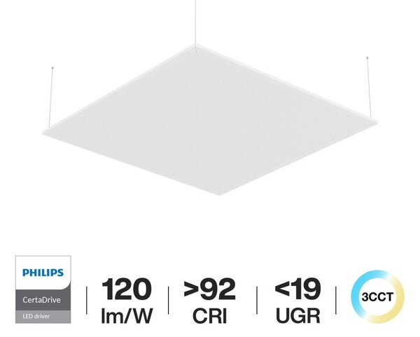 Pannello LED a Sospensione 60x60 42W CCT UGR19 PHILIPS CertaDrive CRI92 Colore Bianco Variabile CCT