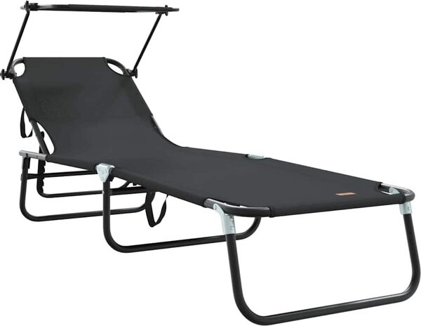 Lettino prendisole pieghevole Nero 190 x 57 x 81 cm Oxford