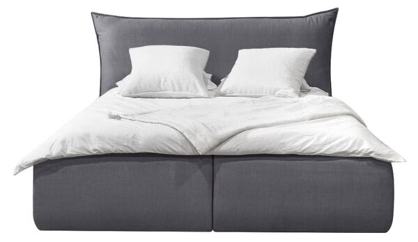 Letto matrimoniale imbottito grigio scuro con contenitore con griglia 180x200 cm Jade - Bobochic Paris