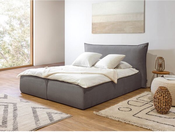 Letto matrimoniale imbottito grigio scuro con contenitore con griglia 180x200 cm Jade - Bobochic Paris