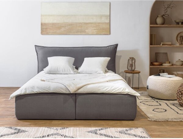Letto matrimoniale imbottito grigio scuro con contenitore con griglia 180x200 cm Jade - Bobochic Paris
