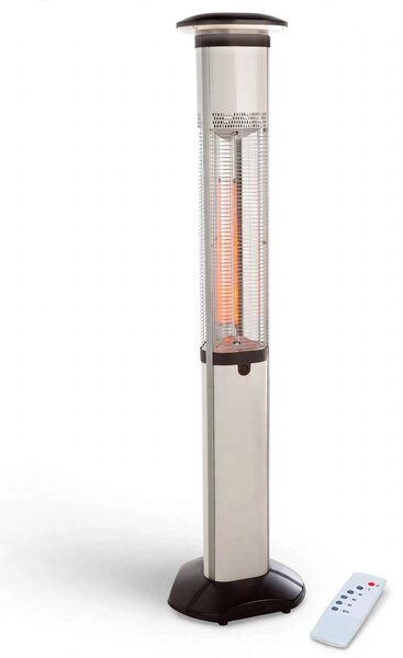 Stufa Elettrica ad infrarossi da Esterno 38,8x41,7x 166,8 cm in Fibra di Carbonio con Luce Led Skyline Pro Bianco