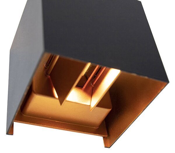 Applique da esterno nera con doratura incl. LED 2 luci IP54 - Edwin