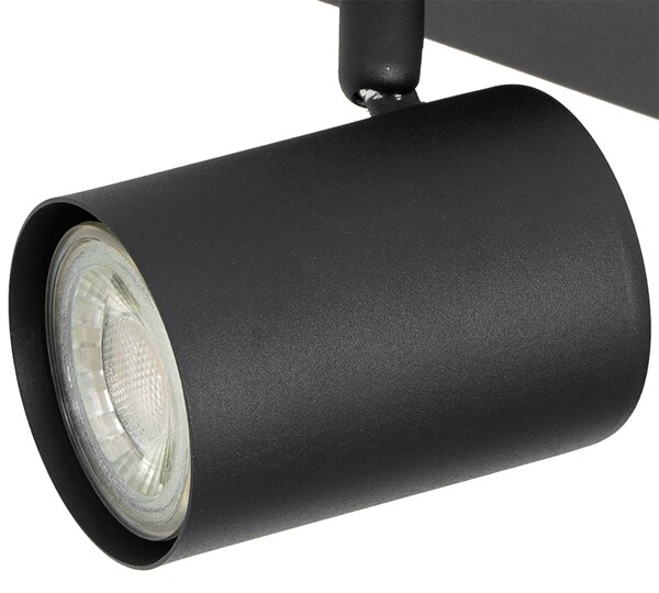 Plafoniera moderna nera 3 luci regolabile rettangolare - Jeana