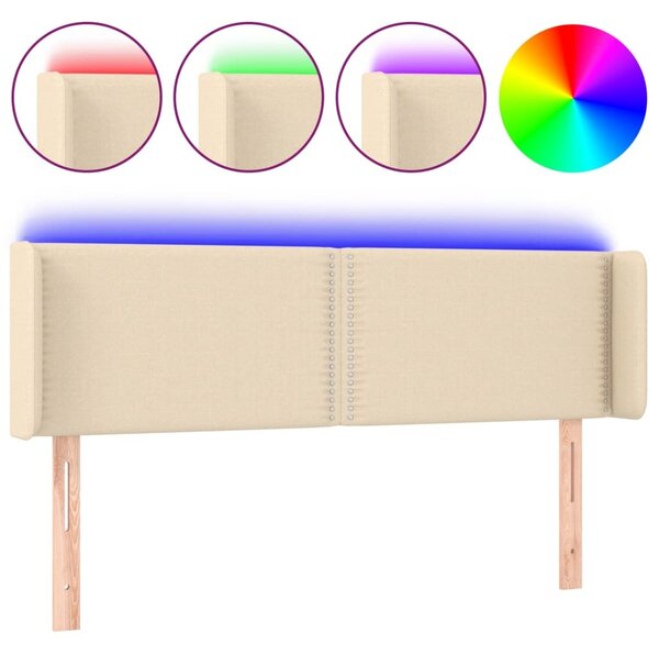 Testiera a LED Crema 147x16x78/88 cm in Tessuto