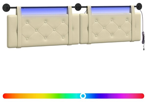 Testiera sospesa Con luce LED Crema Pelle finta